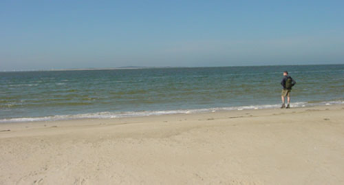 Noordzee met Vlieland aan de horizon